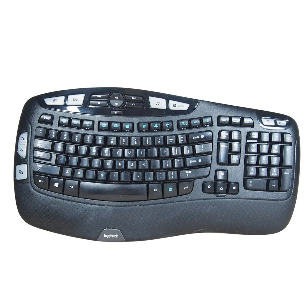 Logitech K350 Wave Keyboard Y-R0053 820-002546 Ergonomic‎ No USB Dongle, Tested
